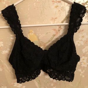 Aerie black floral lace bralette